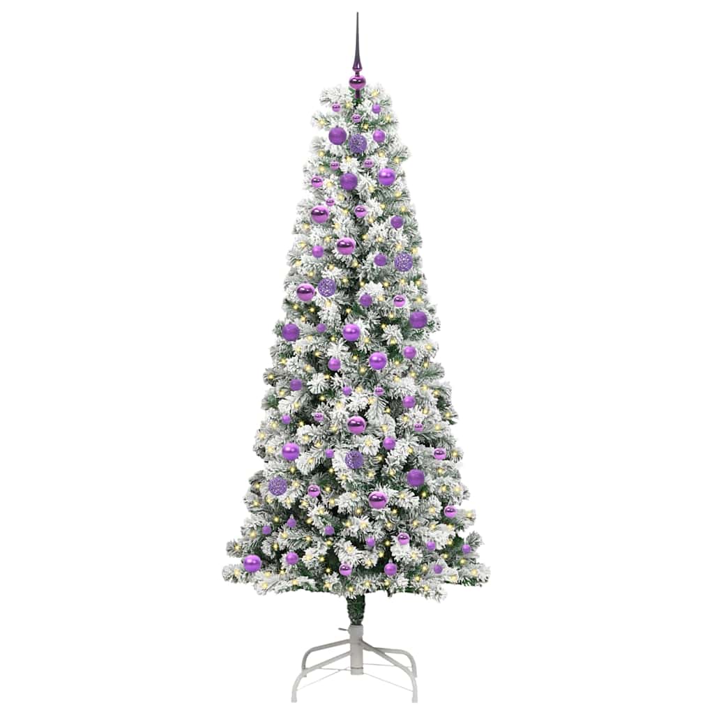 Vidaxx sapin de Noël artificiel pliant vert et blanc 210 cm