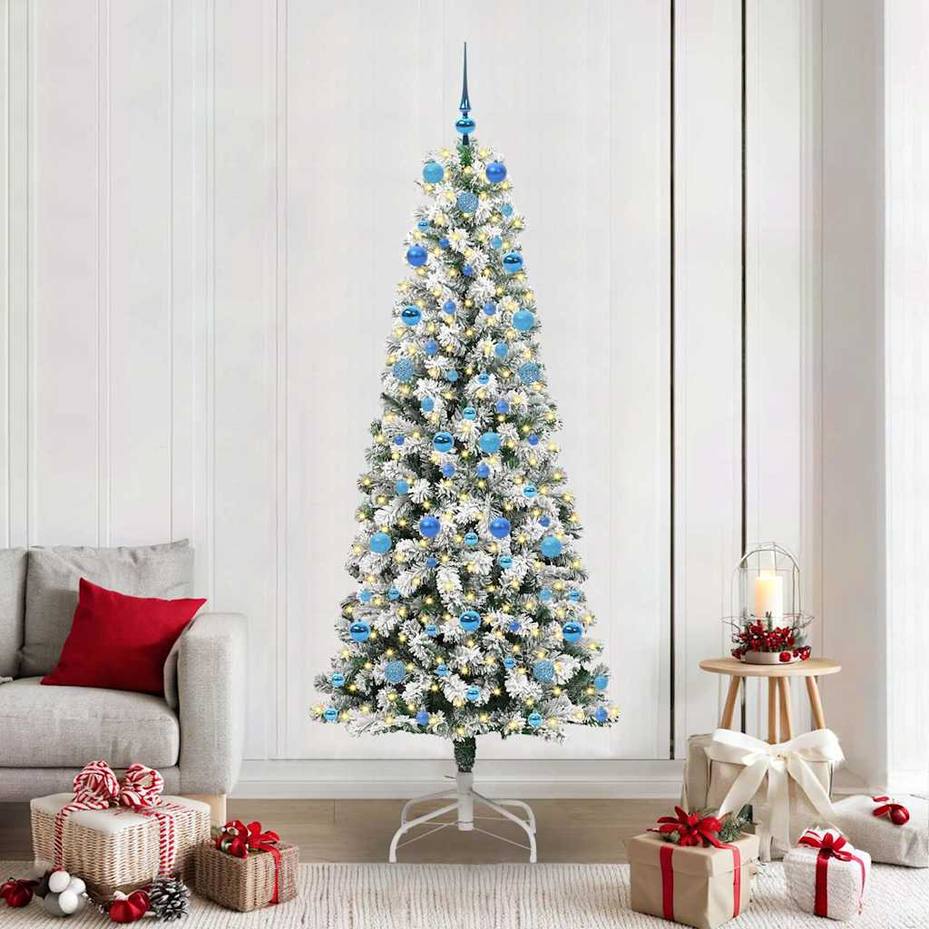 Vidaxx sapin de Noël artificiel pliant vert et blanc 210 cm