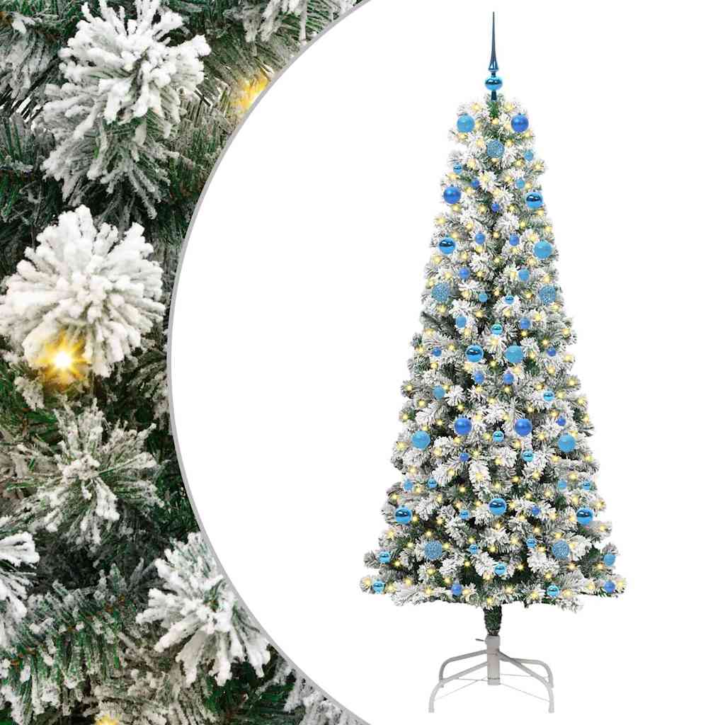 Vidaxx sapin de Noël artificiel pliant vert et blanc 210 cm