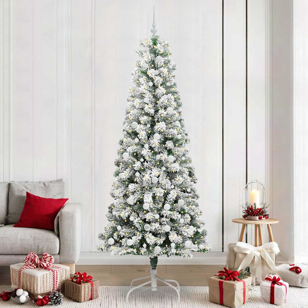 Vidaxx sapin de Noël artificiel pliant vert et blanc 240 cm