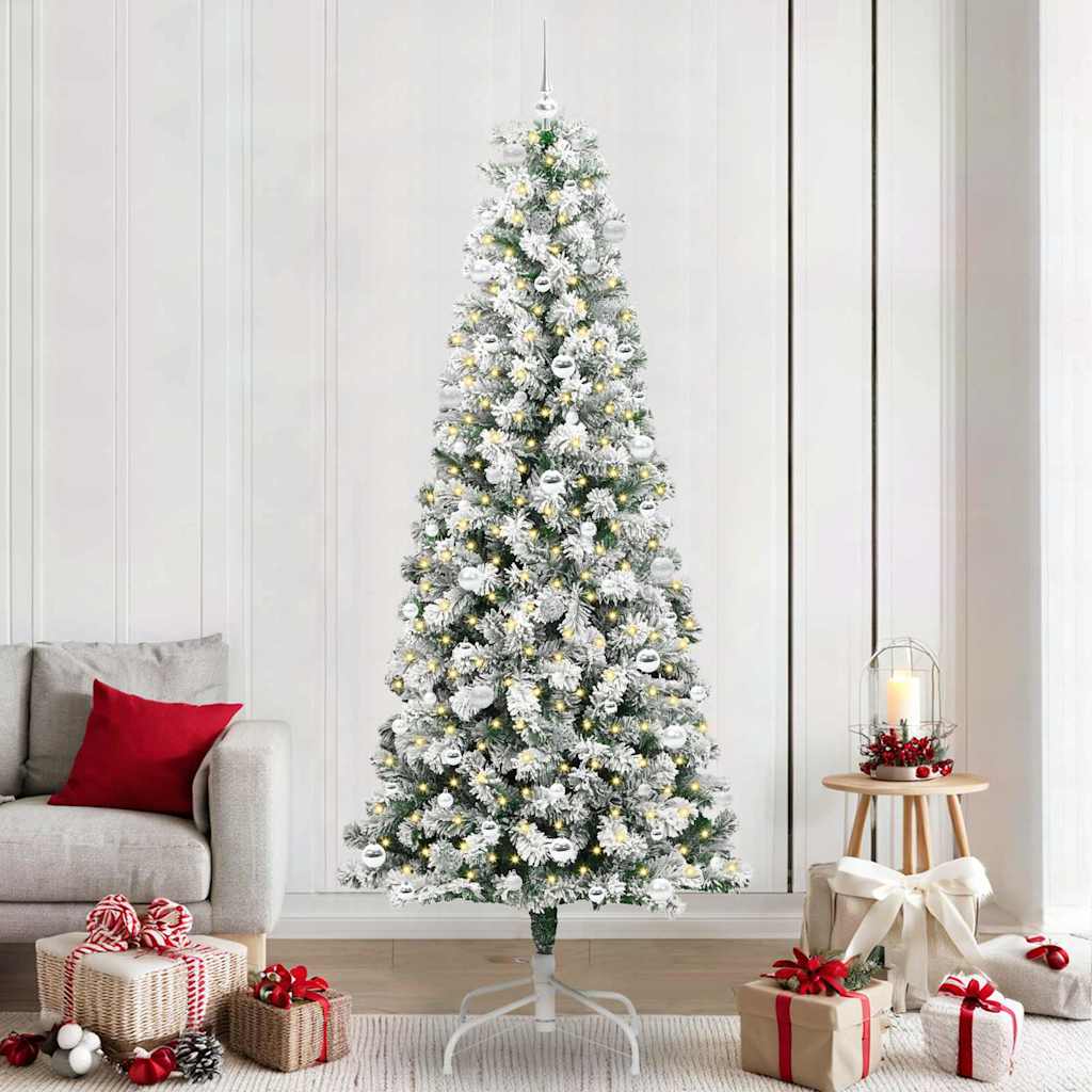 Vidaxx sapin de Noël artificiel pliant vert et blanc 240 cm
