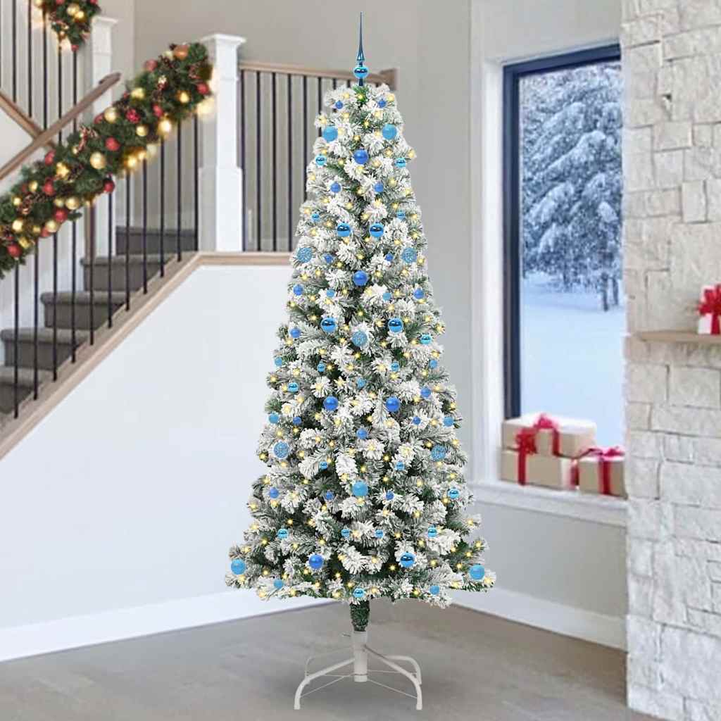 Vidaxx sapin de Noël artificiel pliant vert et blanc 240 cm