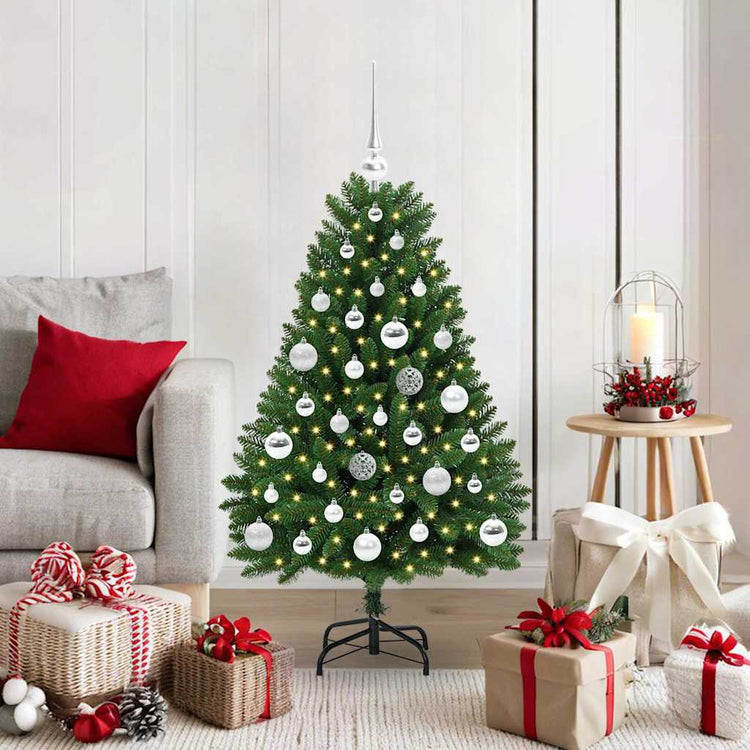 Vidaxx sapin de Noël artificiel avec 150 LED vertes, 120 cm PVC et métal