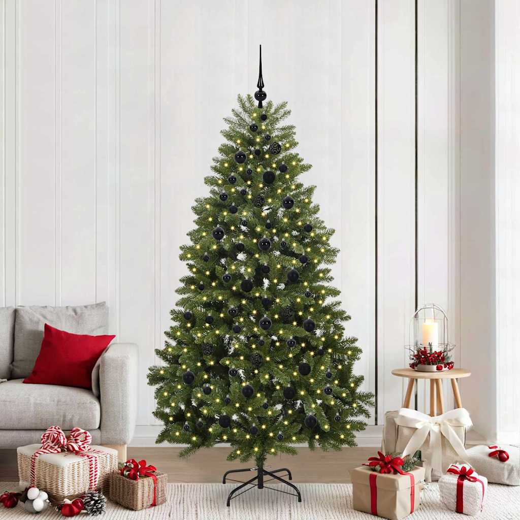 Vidaxx sapin de Noël artificiel avec 300 LED vertes, 210 cm PVC et métal