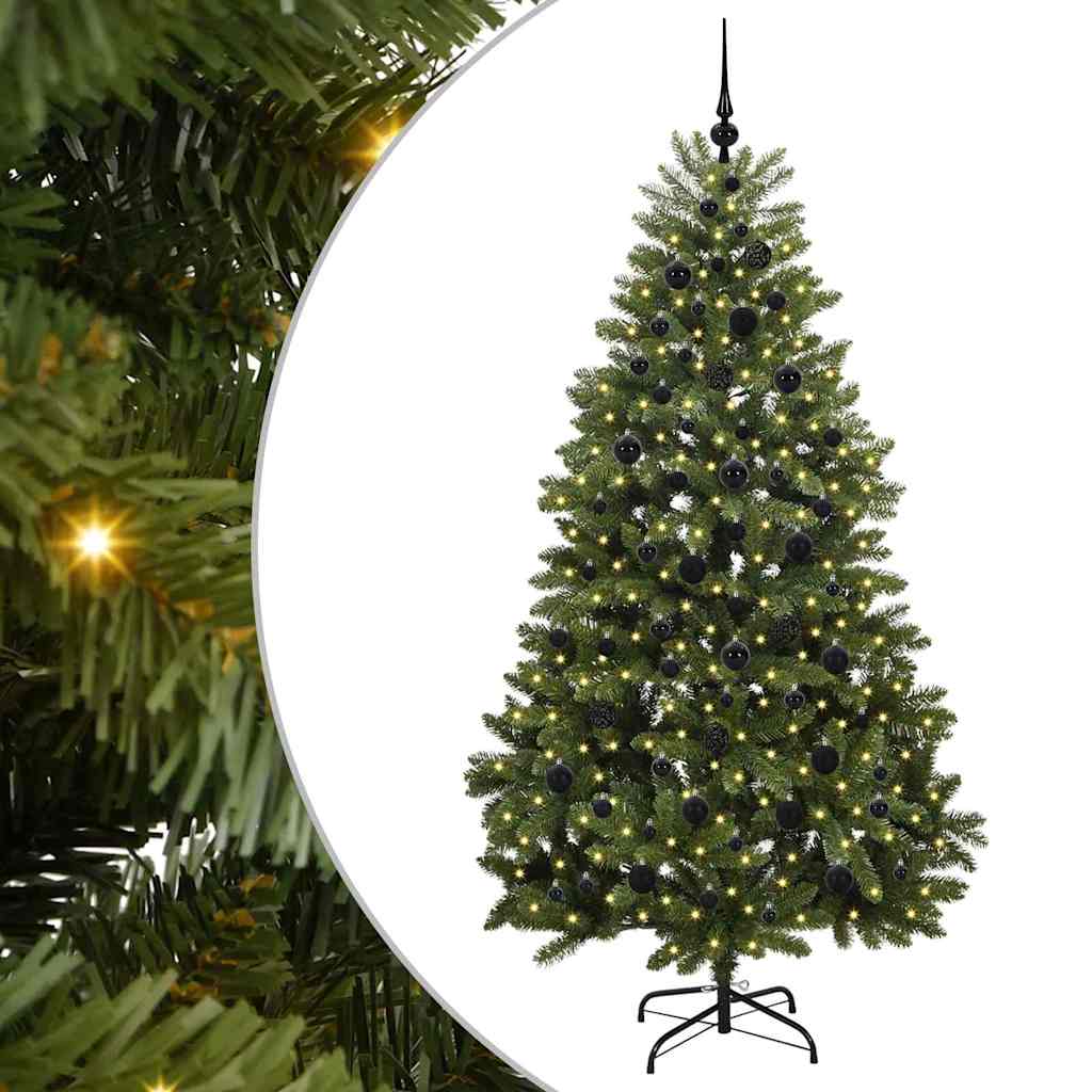 Vidaxx sapin de Noël artificiel avec 300 LED vertes, 210 cm PVC et métal