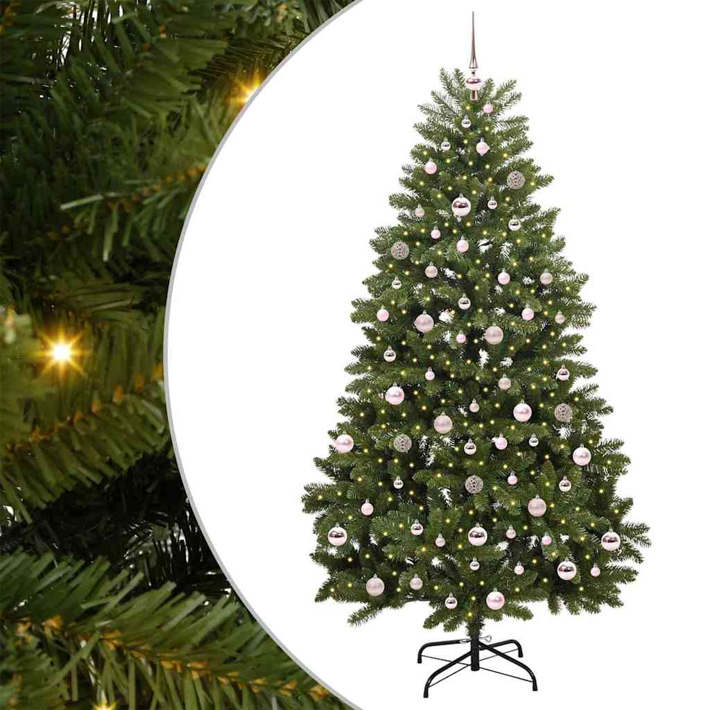 Vidaxx sapin de Noël artificiel avec 300 LED vertes, 210 cm PVC et métal
