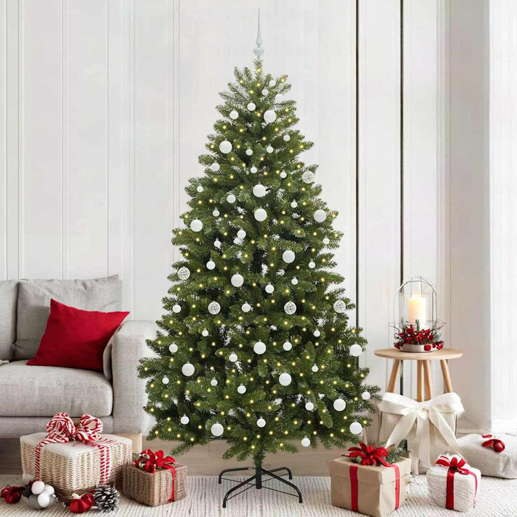 Vidaxx sapin de Noël artificiel avec 300 LED vertes, 210 cm PVC et métal