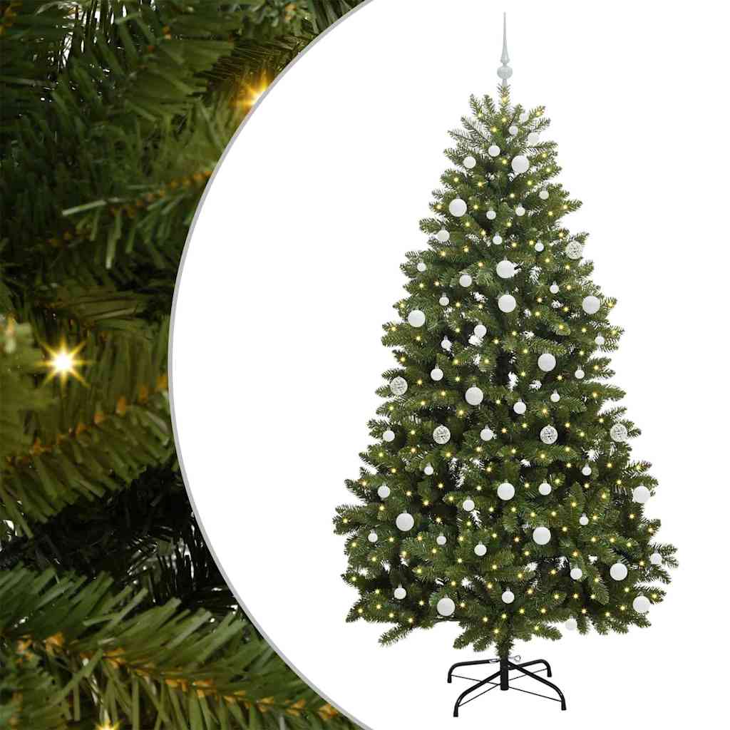Vidaxx sapin de Noël artificiel avec 300 LED vertes, 210 cm PVC et métal