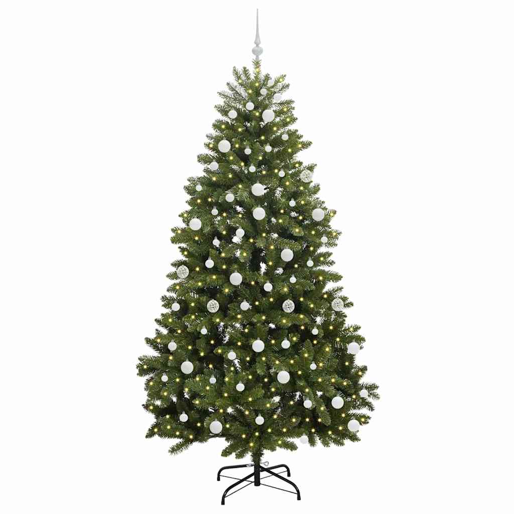 Vidaxx sapin de Noël artificiel avec 300 LED vertes, 210 cm PVC et métal