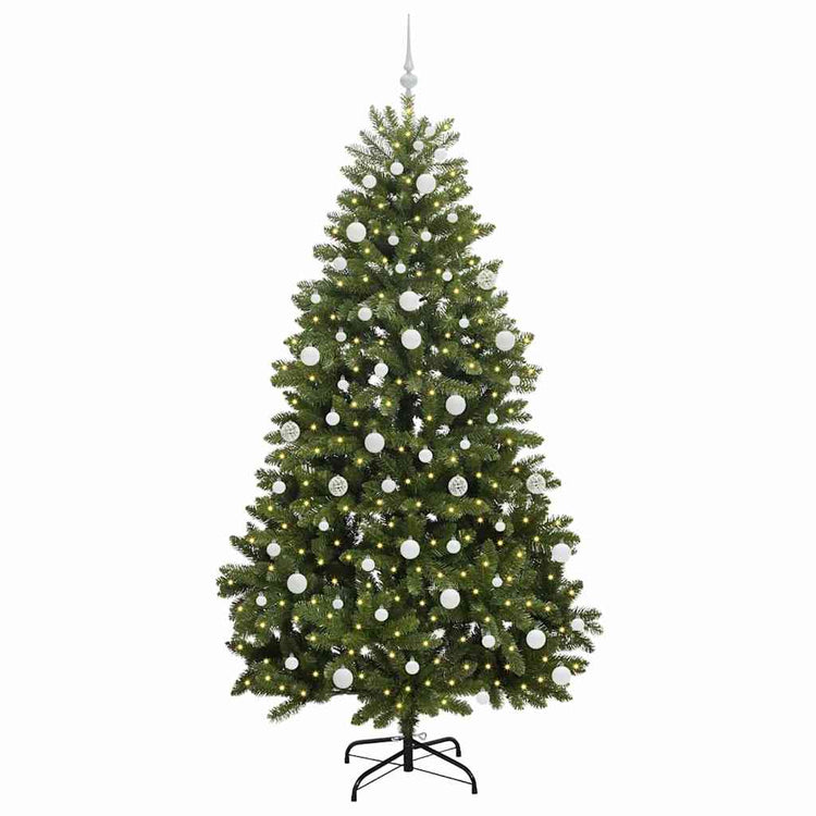 Vidaxx sapin de Noël artificiel avec 300 LED vertes, 210 cm PVC et métal