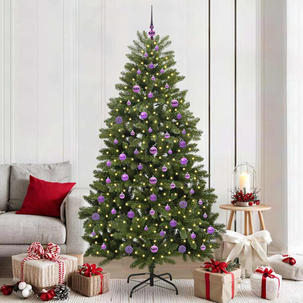 Vidaxx sapin de Noël artificiel avec 300 LED vertes, 210 cm PVC et métal