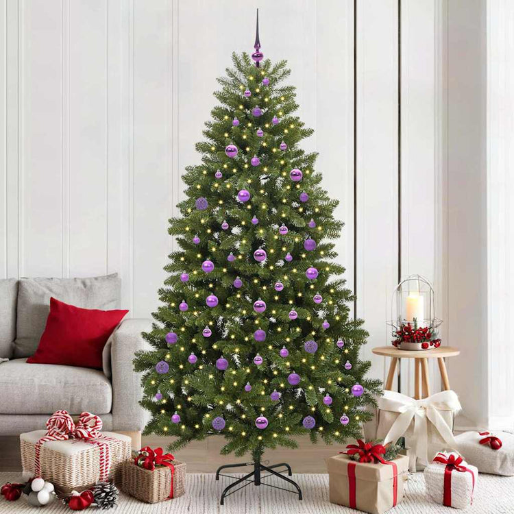 Vidaxx sapin de Noël artificiel avec 300 LED vertes, 210 cm PVC et métal