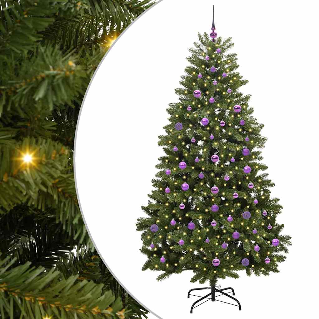 Vidaxx sapin de Noël artificiel avec 300 LED vertes, 210 cm PVC et métal