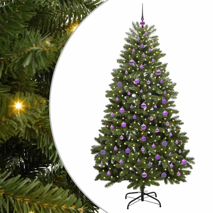 Vidaxx sapin de Noël artificiel avec 300 LED vertes, 210 cm PVC et métal