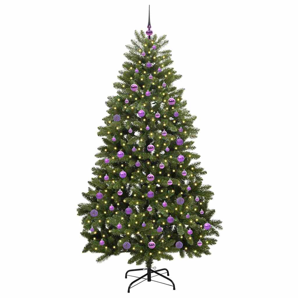 Vidaxx sapin de Noël artificiel avec 300 LED vertes, 210 cm PVC et métal
