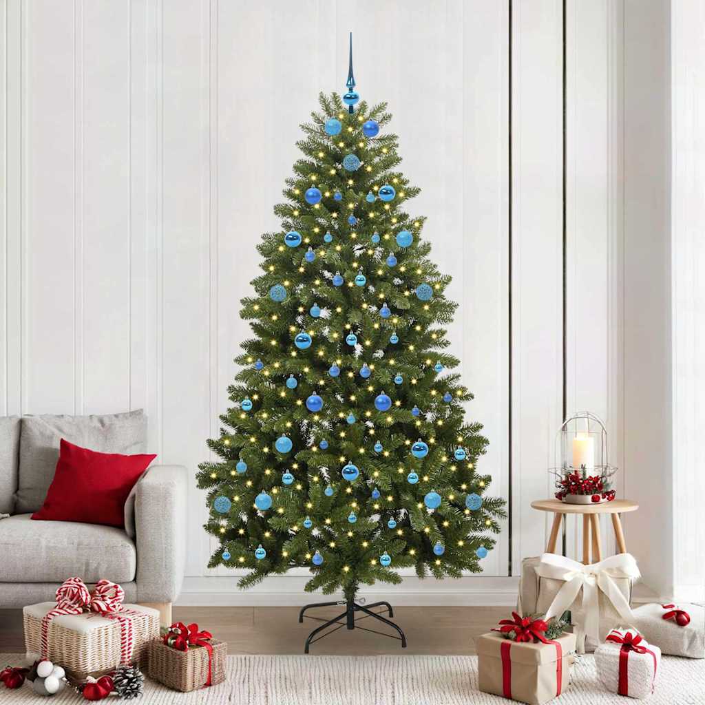 Vidaxx sapin de Noël artificiel avec 300 LED vertes, 210 cm PVC et métal
