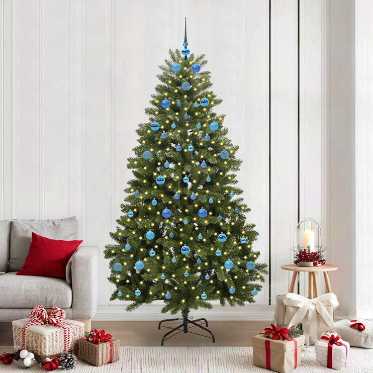 Vidaxx sapin de Noël artificiel avec 300 LED vertes, 210 cm PVC et métal