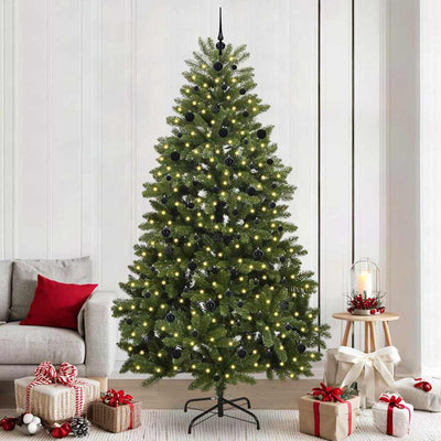 Vidaxx sapin de Noël artificiel avec 300 LED vertes, 240 cm PVC et métal