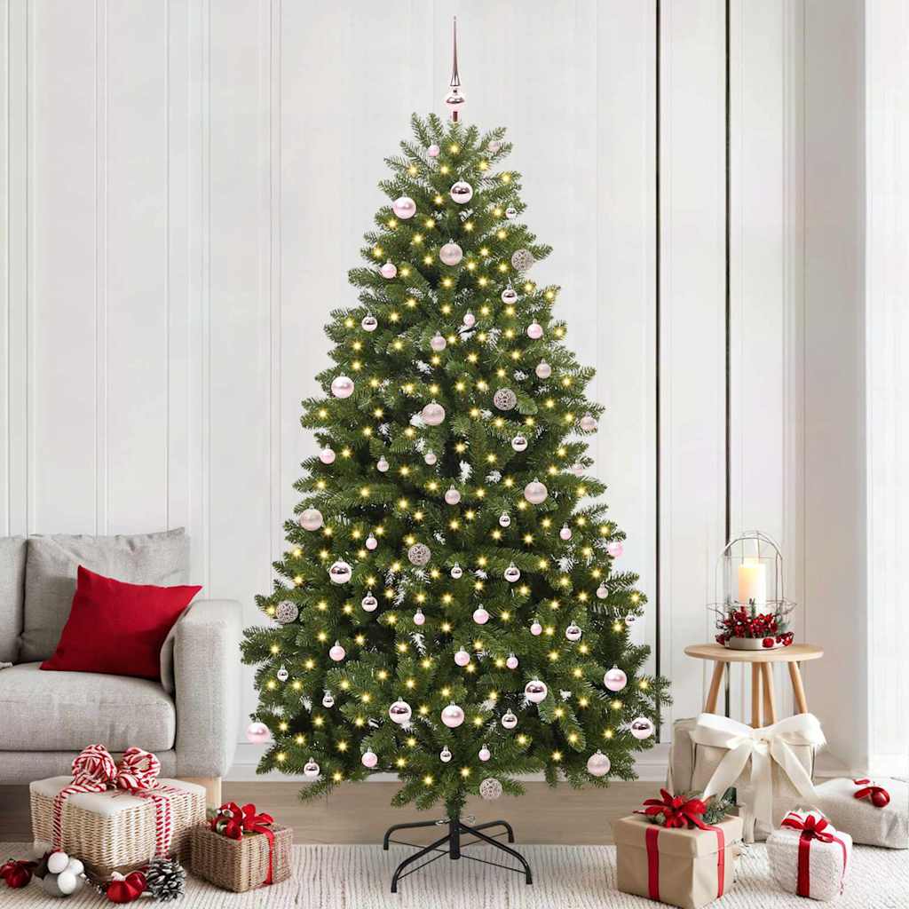 Vidaxx sapin de Noël artificiel avec 300 LED vertes, 240 cm PVC et métal