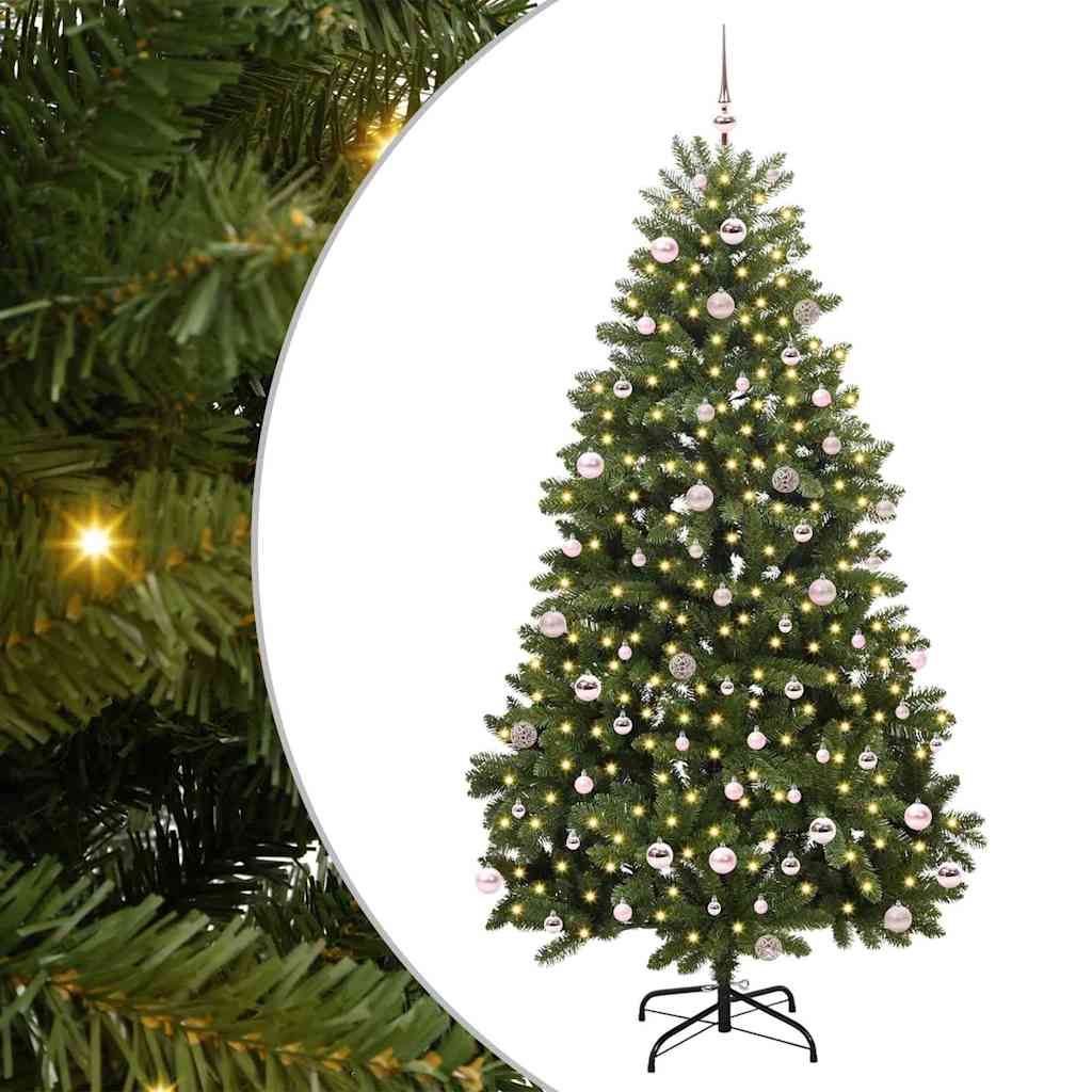 Vidaxx sapin de Noël artificiel avec 300 LED vertes, 240 cm PVC et métal