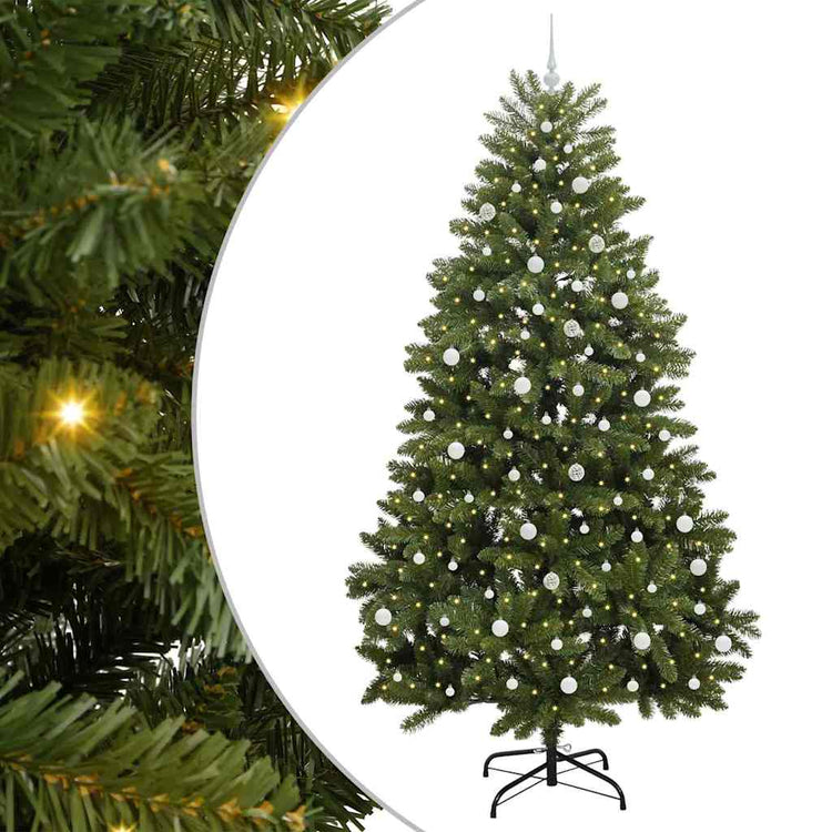 Vidaxx sapin de Noël artificiel avec 300 LED vertes, 240 cm PVC et métal