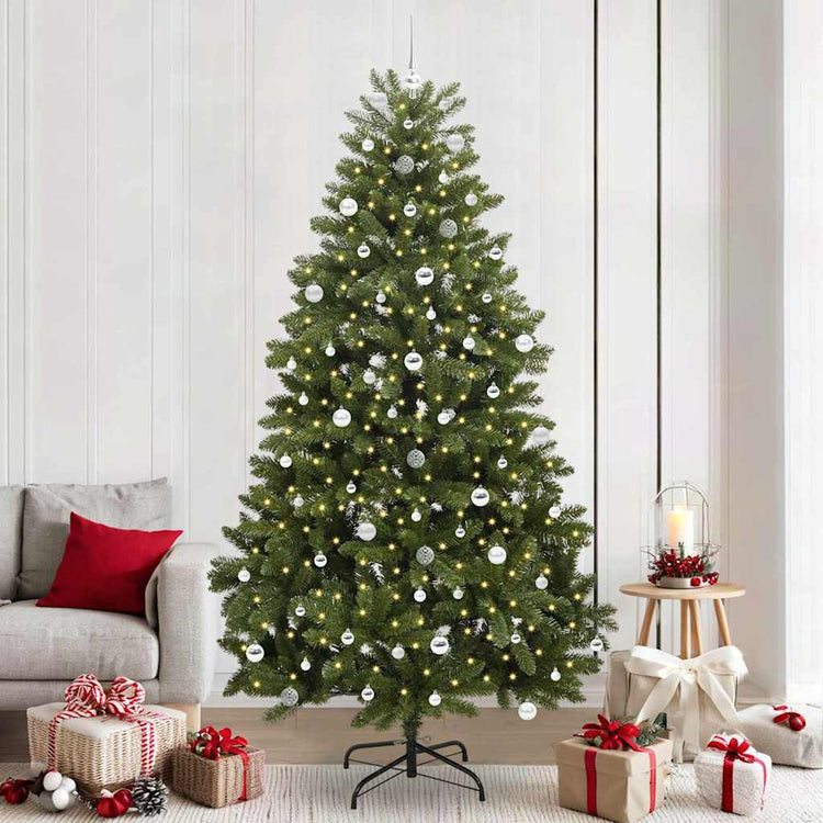 Vidaxx sapin de Noël artificiel avec 300 LED vertes, 240 cm PVC et métal