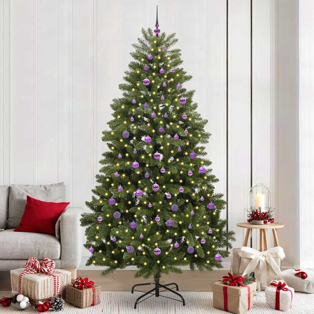 Vidaxx sapin de Noël artificiel avec 300 LED vertes, 240 cm PVC et métal