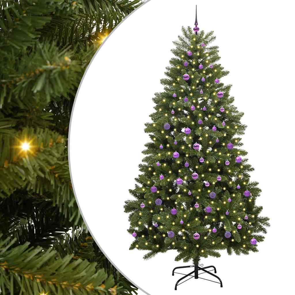 Vidaxx sapin de Noël artificiel avec 300 LED vertes, 240 cm PVC et métal