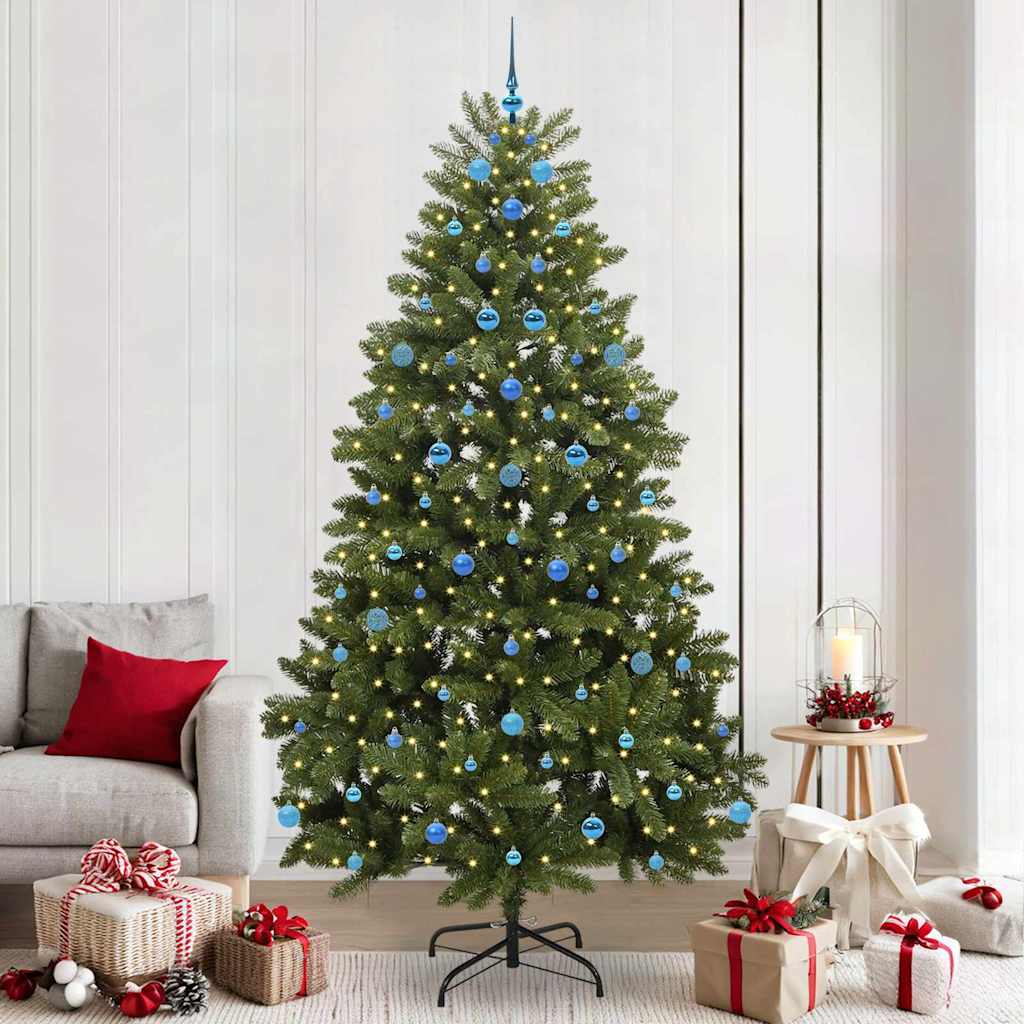 Vidaxx sapin de Noël artificiel avec 300 LED vertes, 240 cm PVC et métal