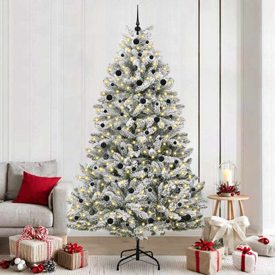 Vidaxx sapin de Noël artificiel avec 300 LED vert et blanc, 240 cm PVC et métal