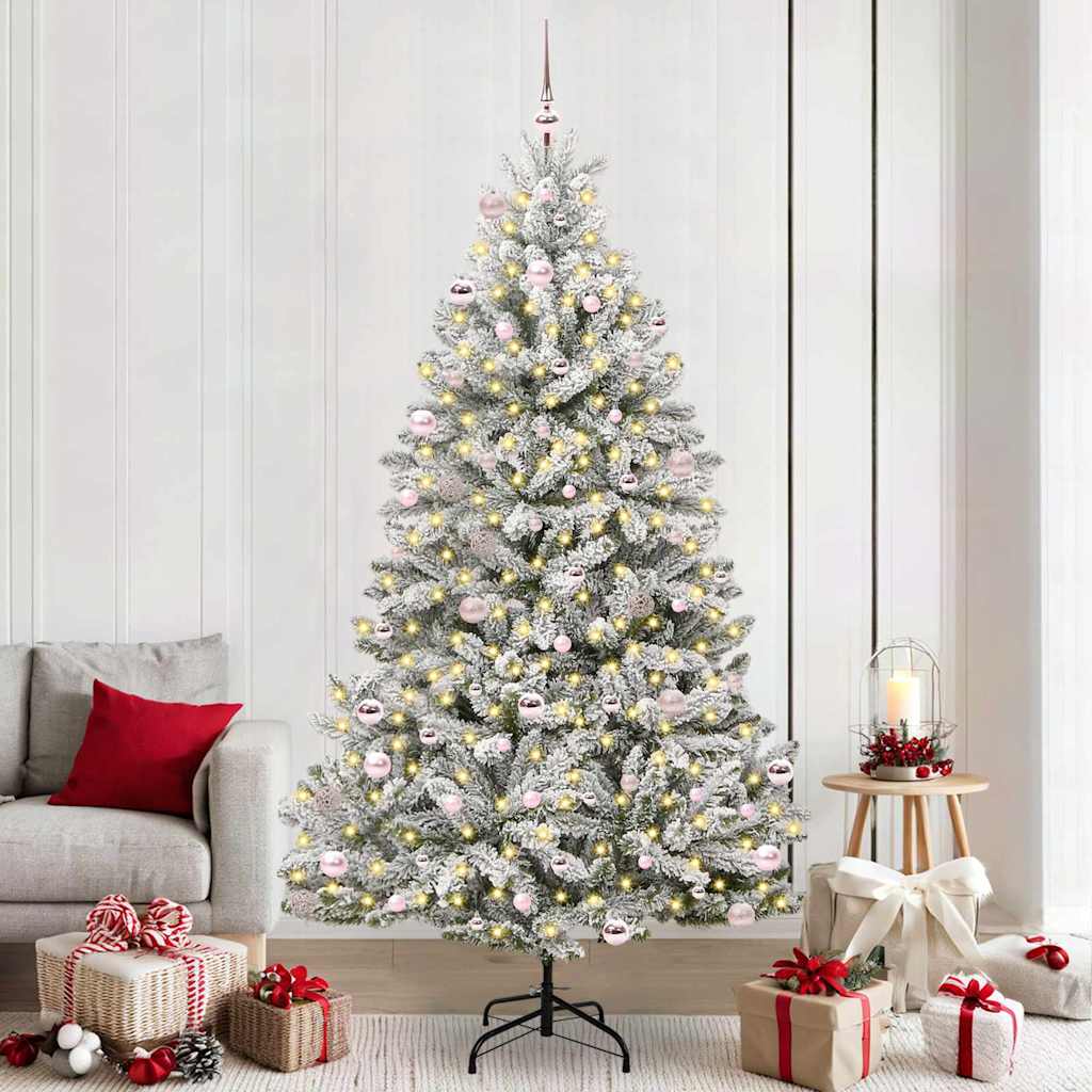 Vidaxx sapin de Noël artificiel avec 300 LED vert et blanc, 240 cm PVC et métal