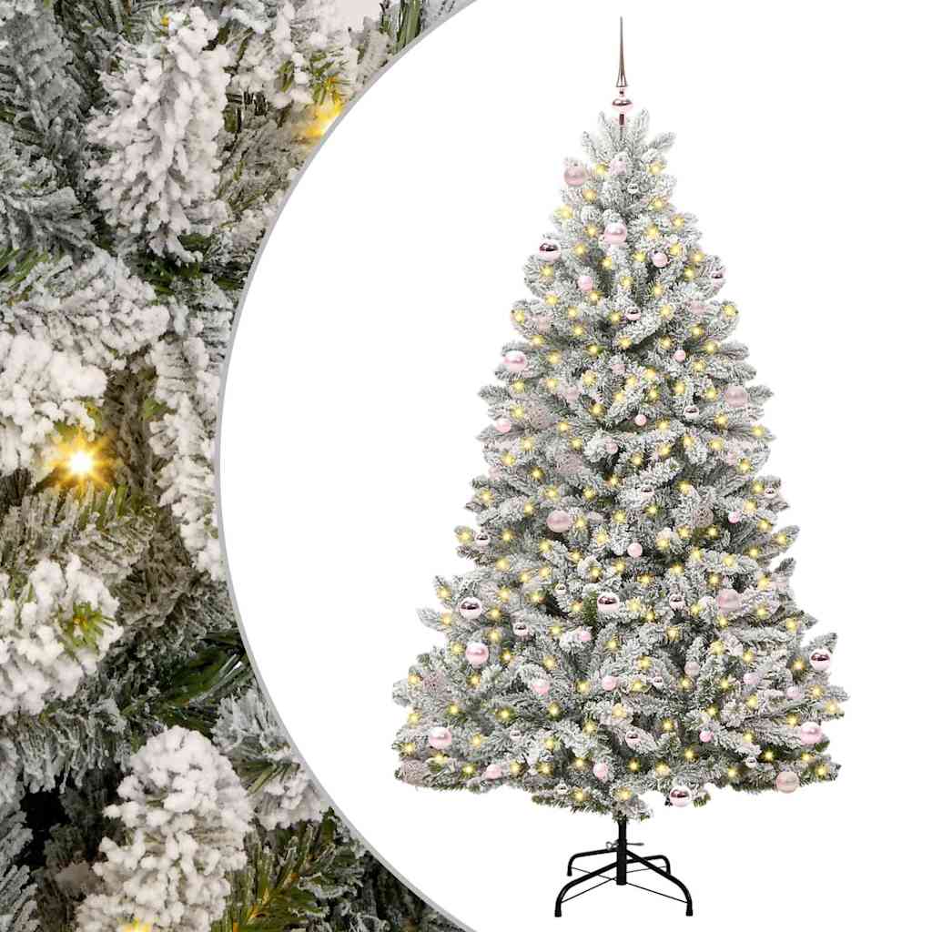 Vidaxx sapin de Noël artificiel avec 300 LED vert et blanc, 240 cm PVC et métal