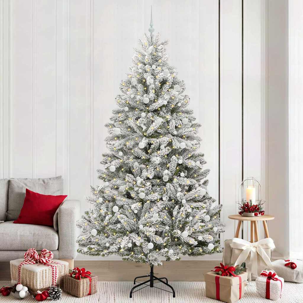 Vidaxx sapin de Noël artificiel avec 300 LED vert et blanc, 240 cm PVC et métal