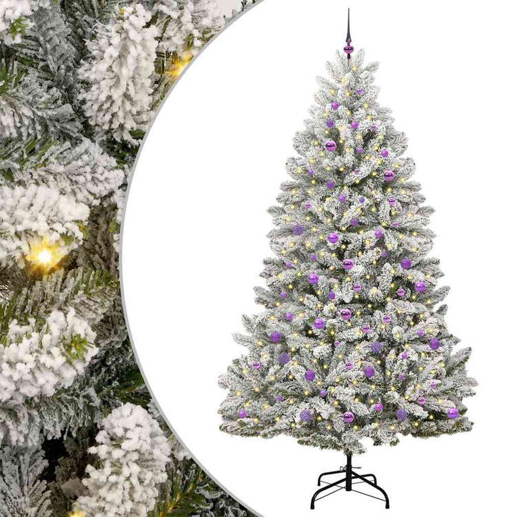 Vidaxx sapin de Noël artificiel avec 300 LED vert et blanc, 240 cm PVC et métal