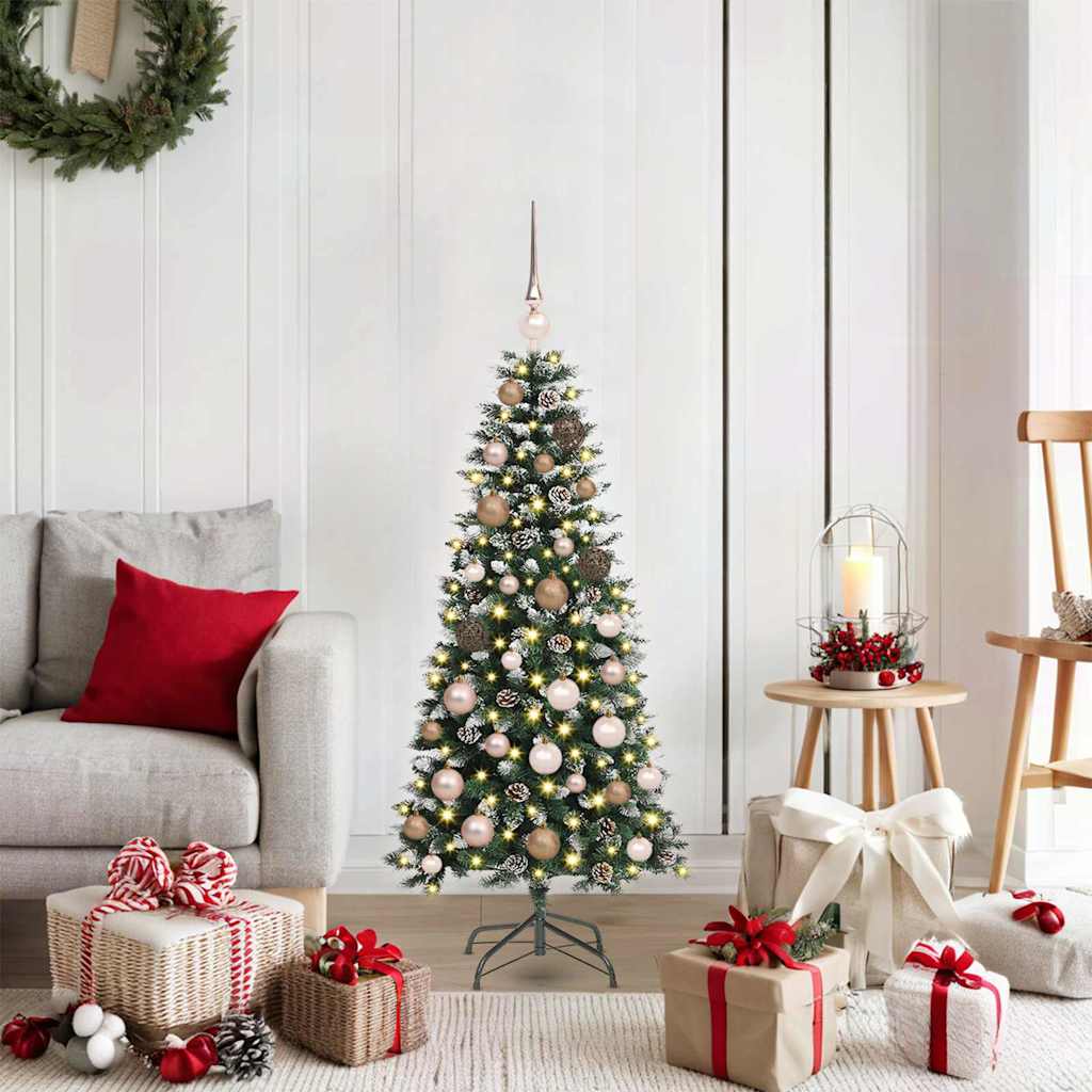 VidaXL sapin de Noël artificiel avec 150 LED vertes, 120 cm PVC et plastique et acier