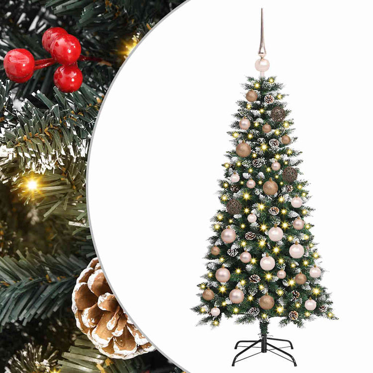 VidaXL sapin de Noël artificiel avec 150 LED vertes, 120 cm PVC et plastique et acier