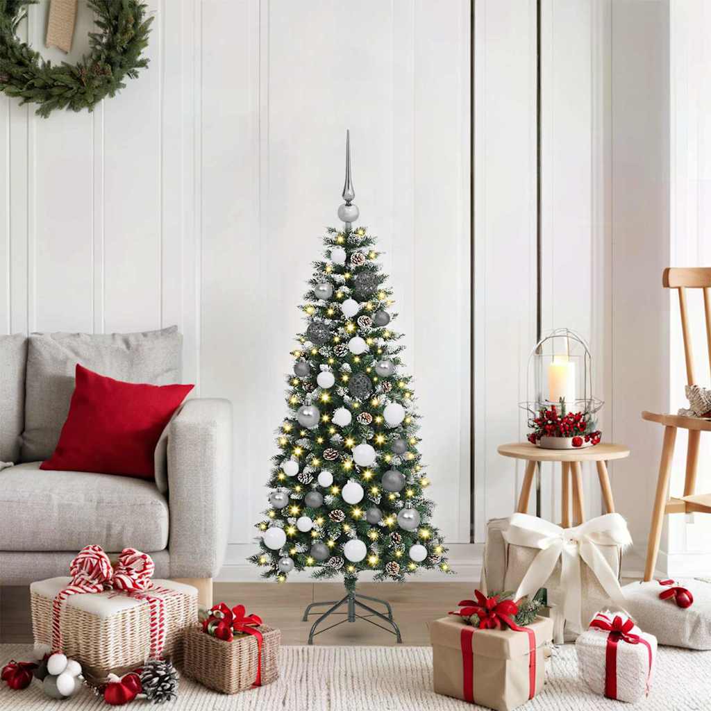 VidaXL sapin de Noël artificiel avec 150 LED vertes, 120 cm PVC et plastique et acier