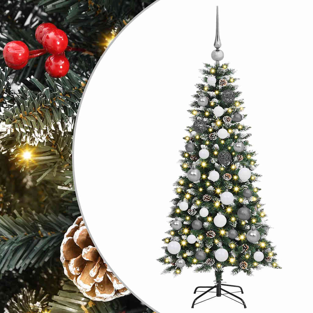 VidaXL sapin de Noël artificiel avec 150 LED vertes, 120 cm PVC et plastique et acier