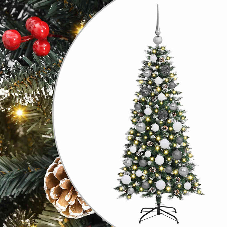 VidaXL sapin de Noël artificiel avec 150 LED vertes, 120 cm PVC et plastique et acier