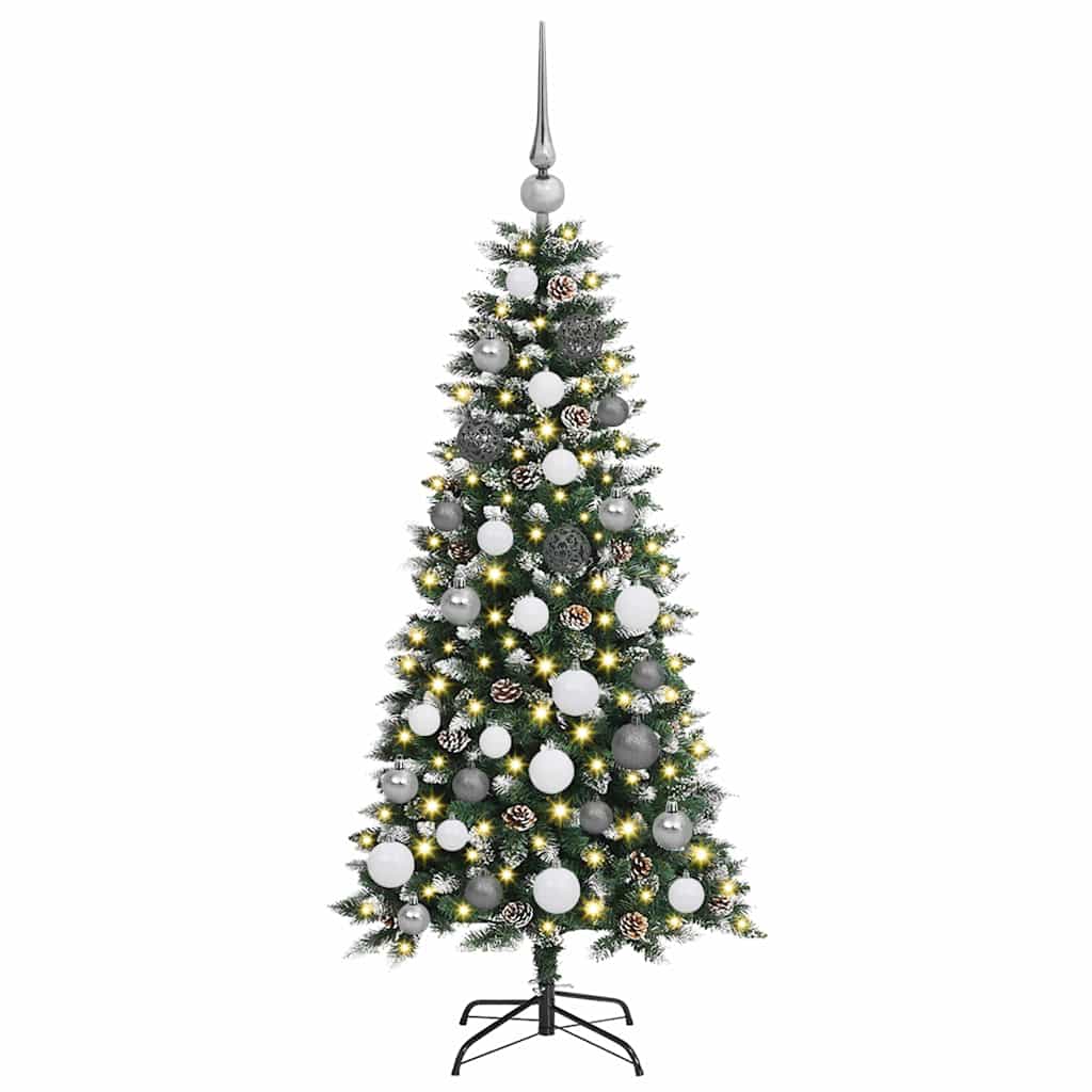 VidaXL sapin de Noël artificiel avec 150 LED vertes, 120 cm PVC et plastique et acier