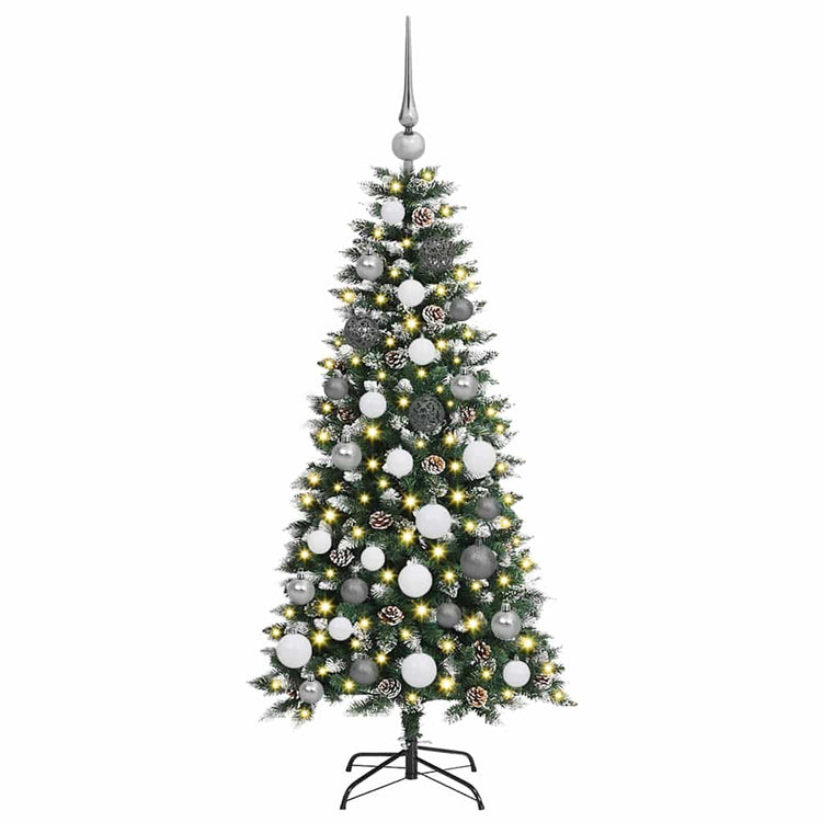 VidaXL sapin de Noël artificiel avec 150 LED vertes, 120 cm PVC et plastique et acier
