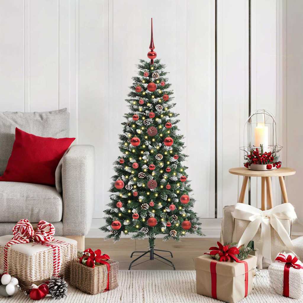 VidaXL sapin de Noël artificiel avec 150 LED vertes, 120 cm PVC et plastique et acier