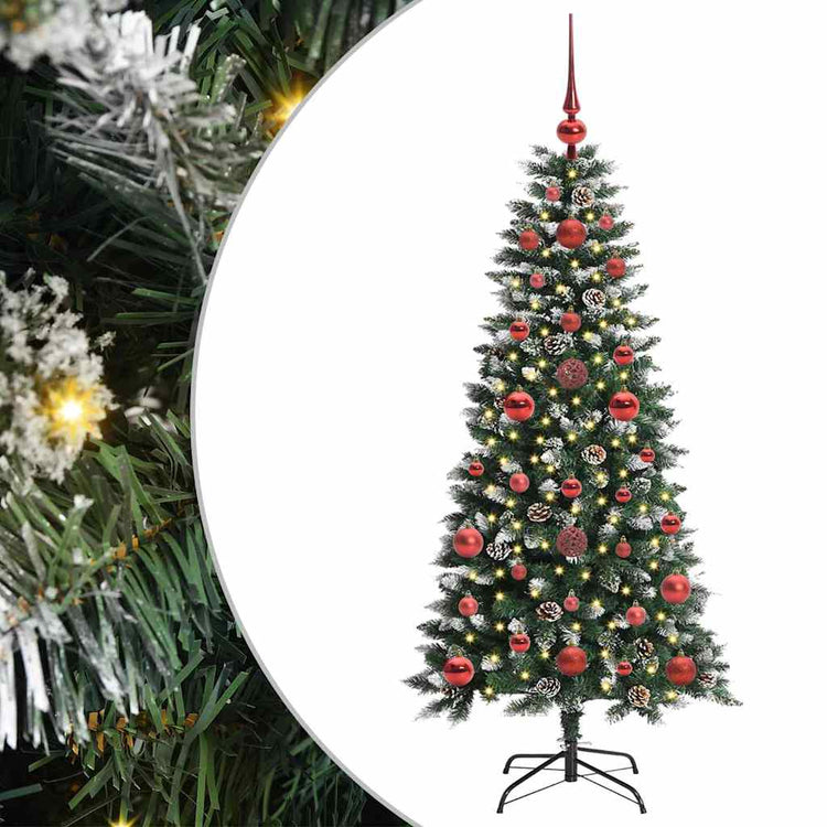 VidaXL sapin de Noël artificiel avec 150 LED vertes, 120 cm PVC et plastique et acier