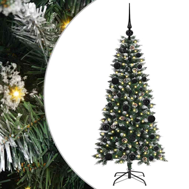 VidaXL sapin de Noël artificiel avec 150 LED vertes, 120 cm PVC et plastique et acier