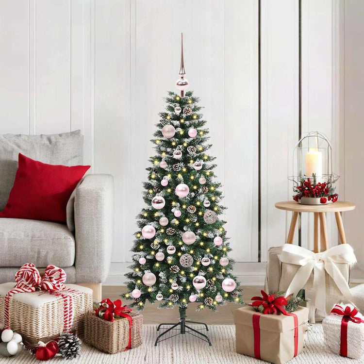 VidaXL sapin de Noël artificiel avec 150 LED vertes, 120 cm PVC et plastique et acier