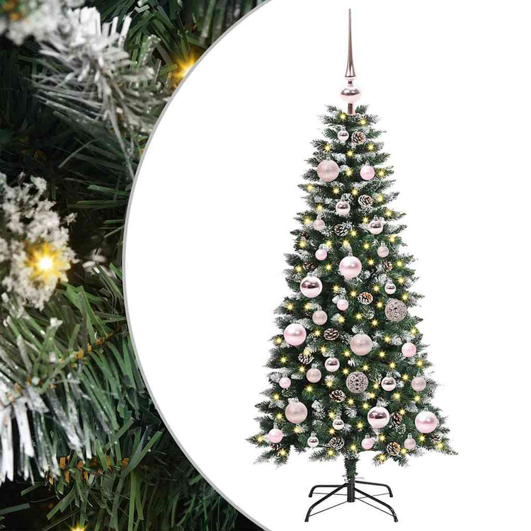 VidaXL sapin de Noël artificiel avec 150 LED vertes, 120 cm PVC et plastique et acier