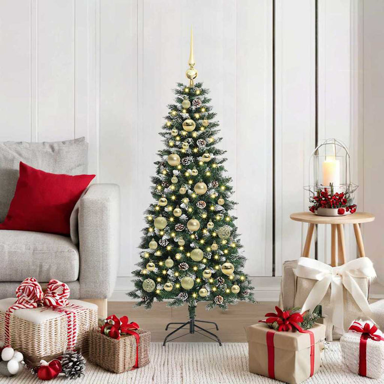 VidaXL sapin de Noël artificiel avec 150 LED vertes, 120 cm PVC et plastique et acier