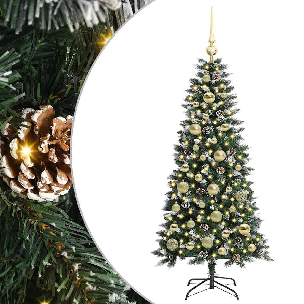 VidaXL sapin de Noël artificiel avec 150 LED vertes, 120 cm PVC et plastique et acier