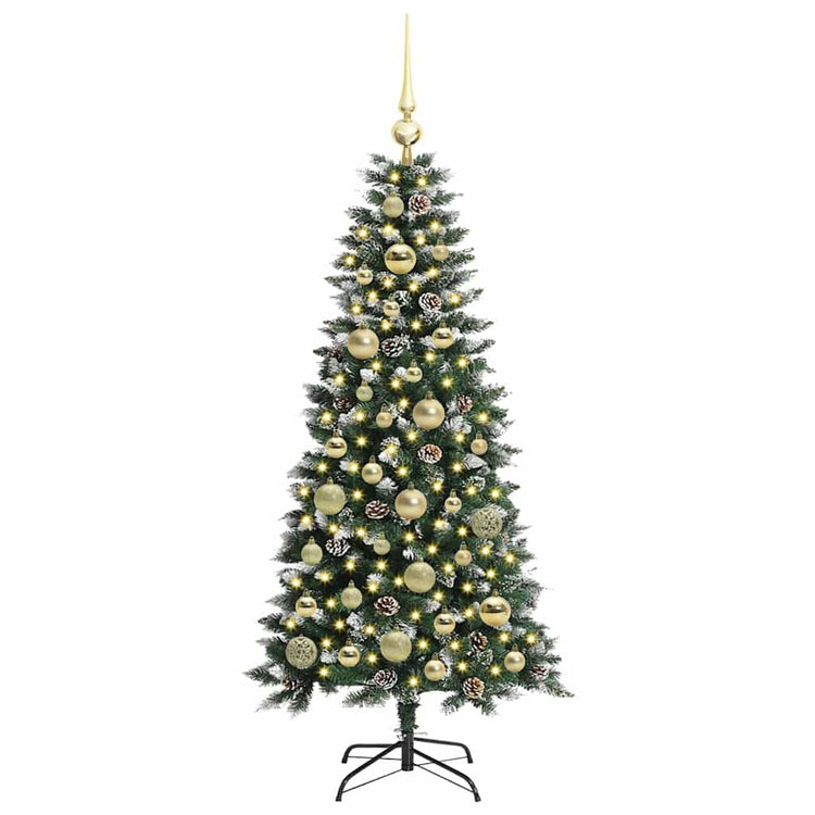 VidaXL sapin de Noël artificiel avec 150 LED vertes, 120 cm PVC et plastique et acier
