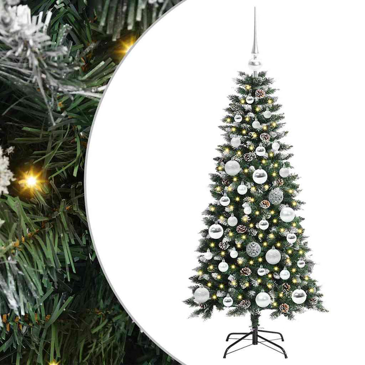 VidaXL sapin de Noël artificiel avec 150 LED vertes, 120 cm PVC et plastique et acier